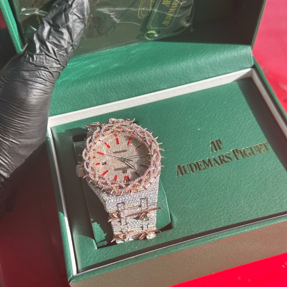 Audemars Piguet Silver and Red Watch